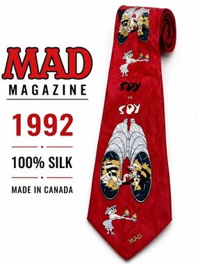 Vintage 1992 MAD Magazine Spy vs Spy 100% Silk Novelty Tie